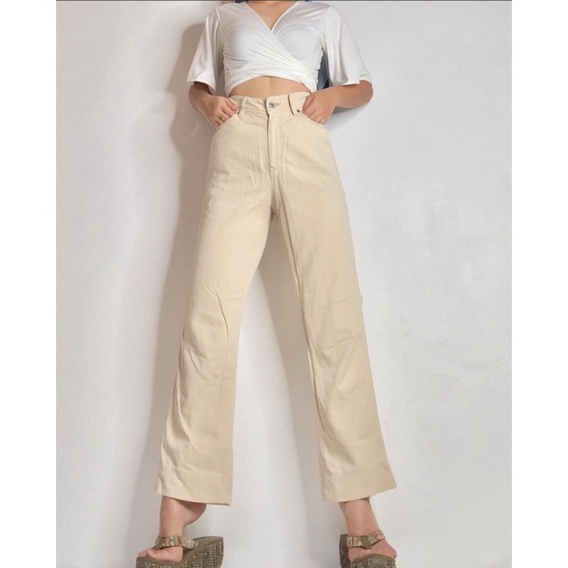 khaki wide leg jeans
