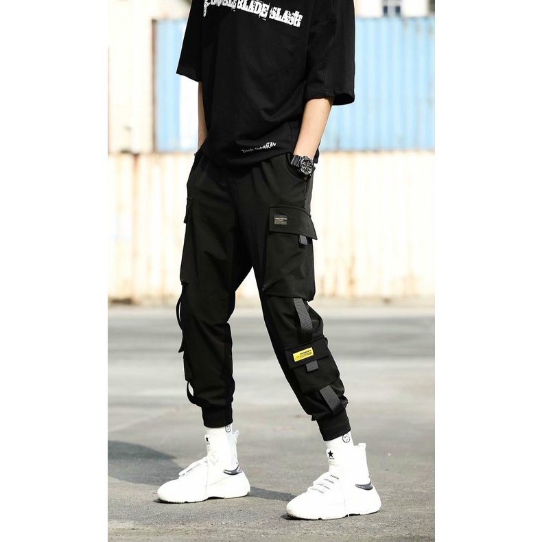 【S-5XL】Plus Size Loose Hip Hop Tight Leg jogger Harem Pants Casual Long cargo Pants Autumn Tactical pants for men