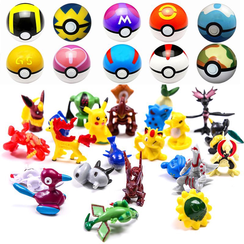 Anime Pokemon Pokeball Ball+Figure Pikachu Monster Figures 7cm Cartoon