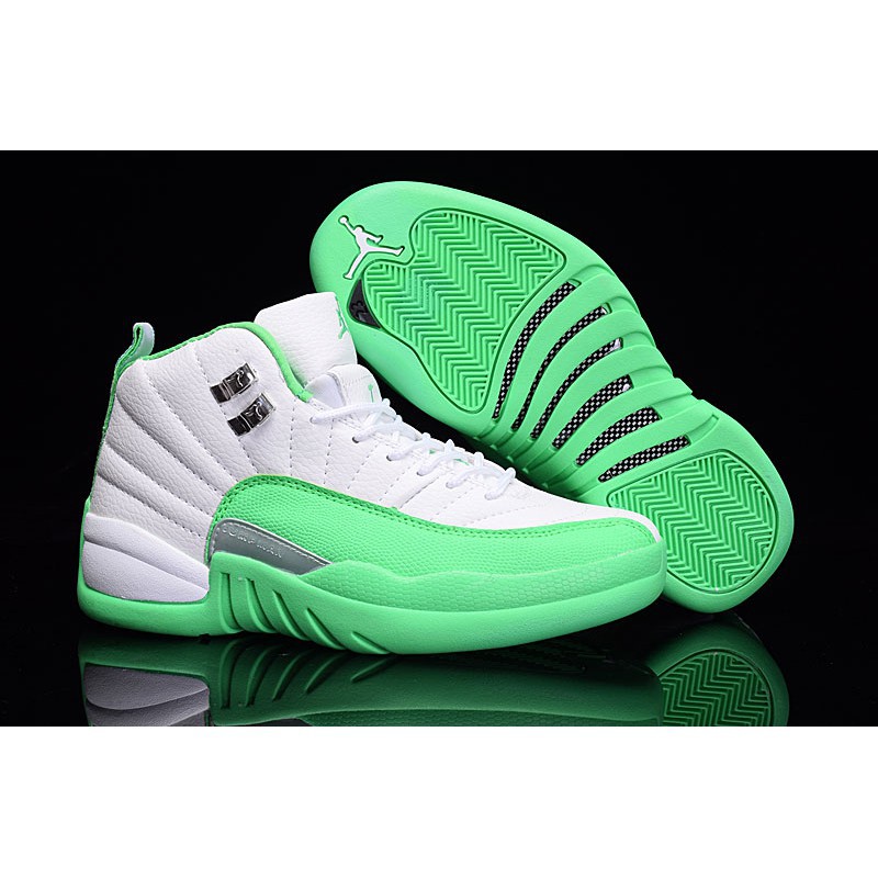 green and white jordan 12