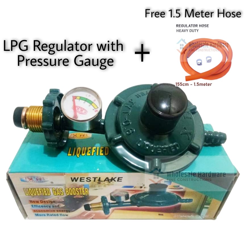 LPG Regulator Westlake with Pressure Gauge with FREE 1.5 Meter LPG Hose