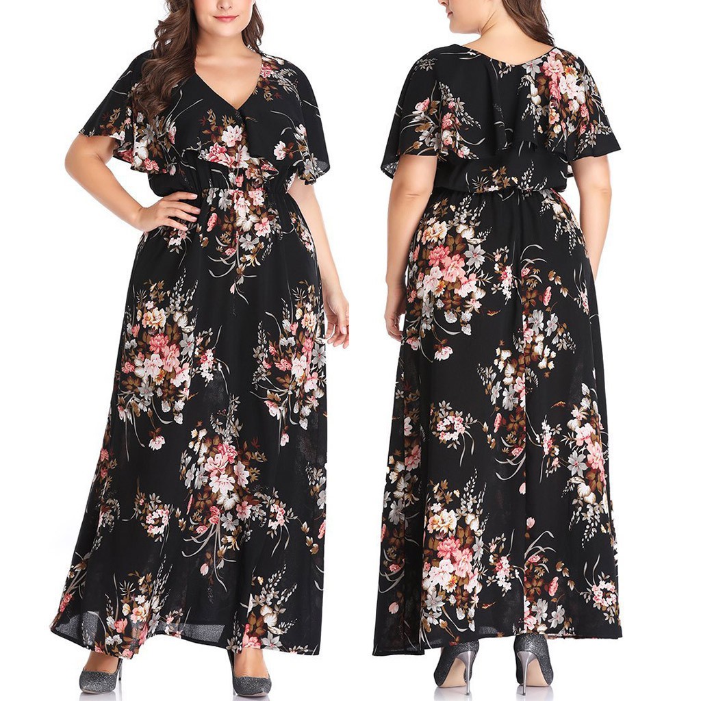 Plus Size Fashion Women Floral Printed 