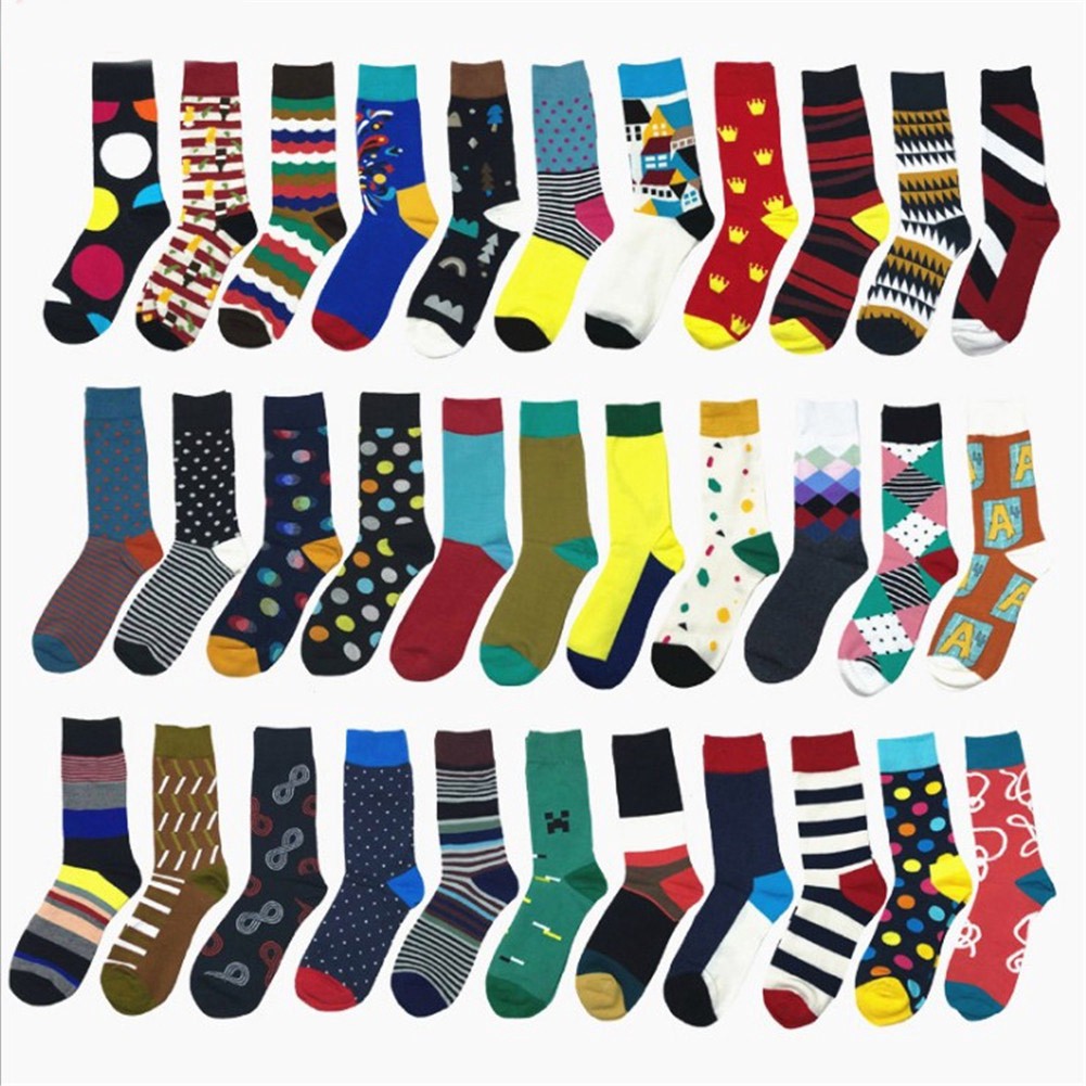 Mens Cotton Happy Socks Colorful Fancy 