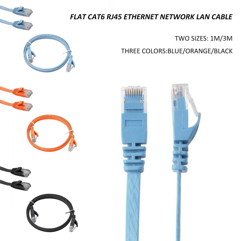 Cable Length: 8M, Color: Blue Computer Cables Ethernet CAT6 Internet Network Flat Cable Cord Patch Lead RJ45 for PC Router 0.5/1/2/3/5/8/10/15M 