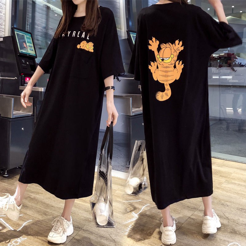 Big Size 5XL Women T-shirt Dress Cartoon Coffee Cat Plus Size Loose Korean  Dress Summer Oversized Short sleeve Casual | Shopee Philippines