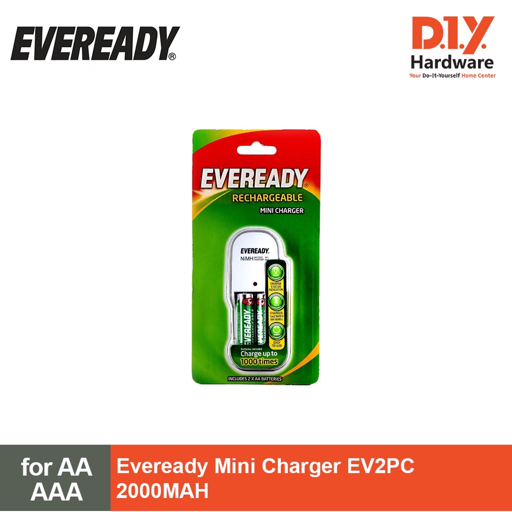 Eveready Mini Battery Charger EV2PC for AA and AAA Batteries Shopee
