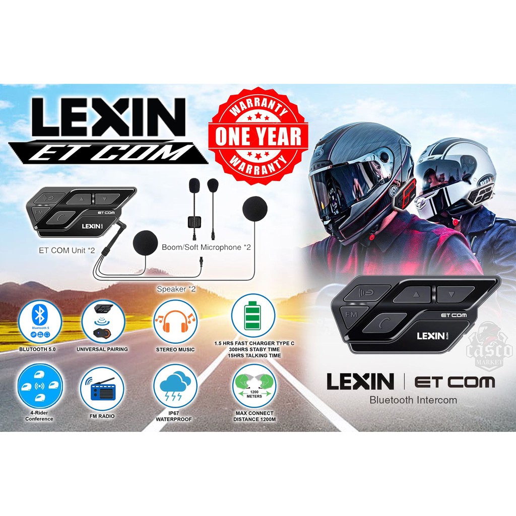 LEXIN ET COM 1 YEAR WARRANTY BLUETOOTH INTERCOM SINGLE PACK AND DUAL ...