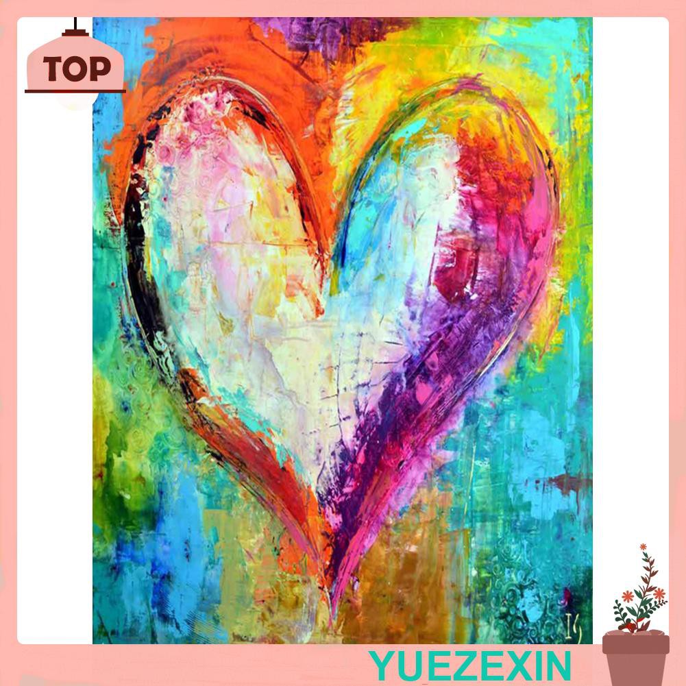 Painting By Numbers Kit DIY Colorful Heart Canvas Oil Art