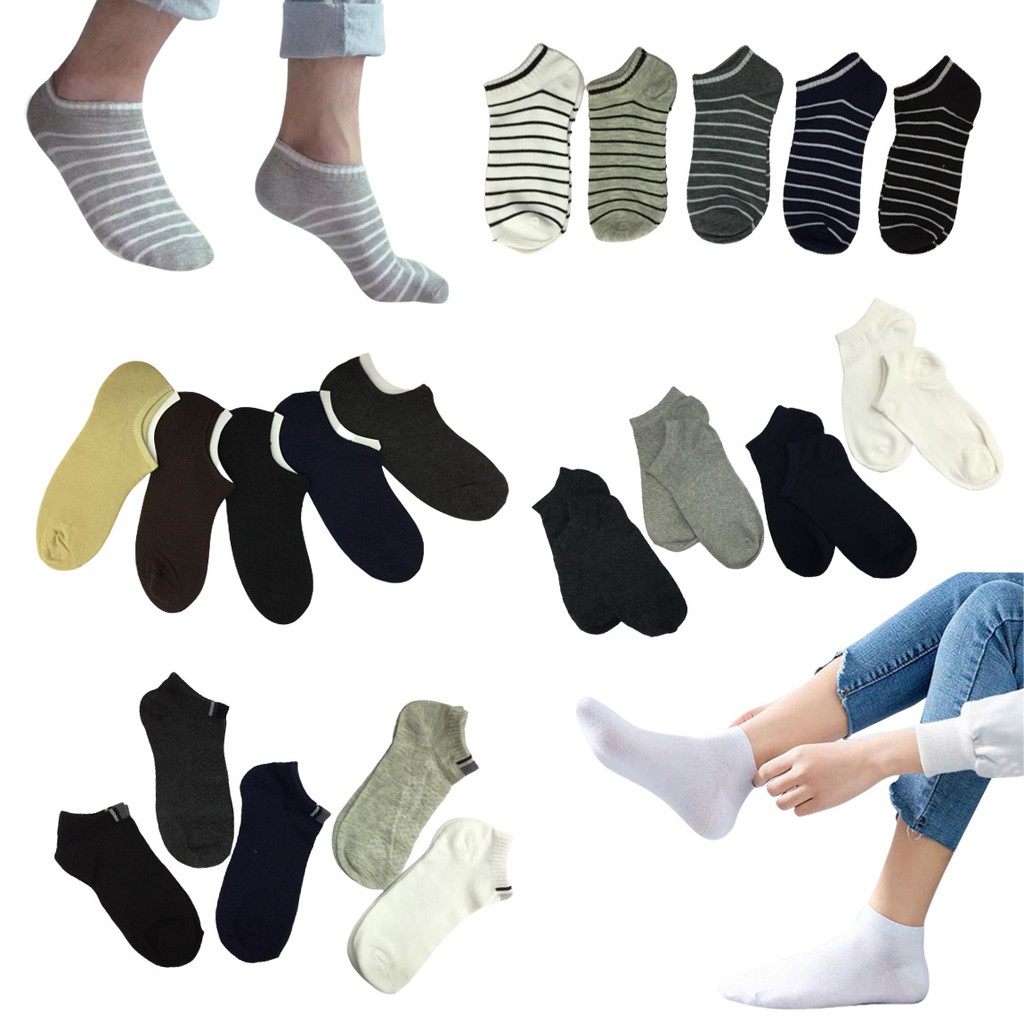 1 Pair Korean Foot Socks Plain and Stripe Good Quality | Shopee Philippines