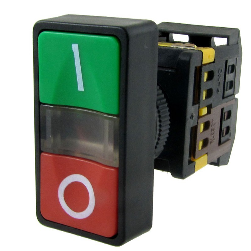 AC 220V Yellow Light ONOFF START STOP Momentary Push Button Switch 1