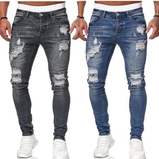GK# Tattered Jeans For Men Skinny Stretchable Pants