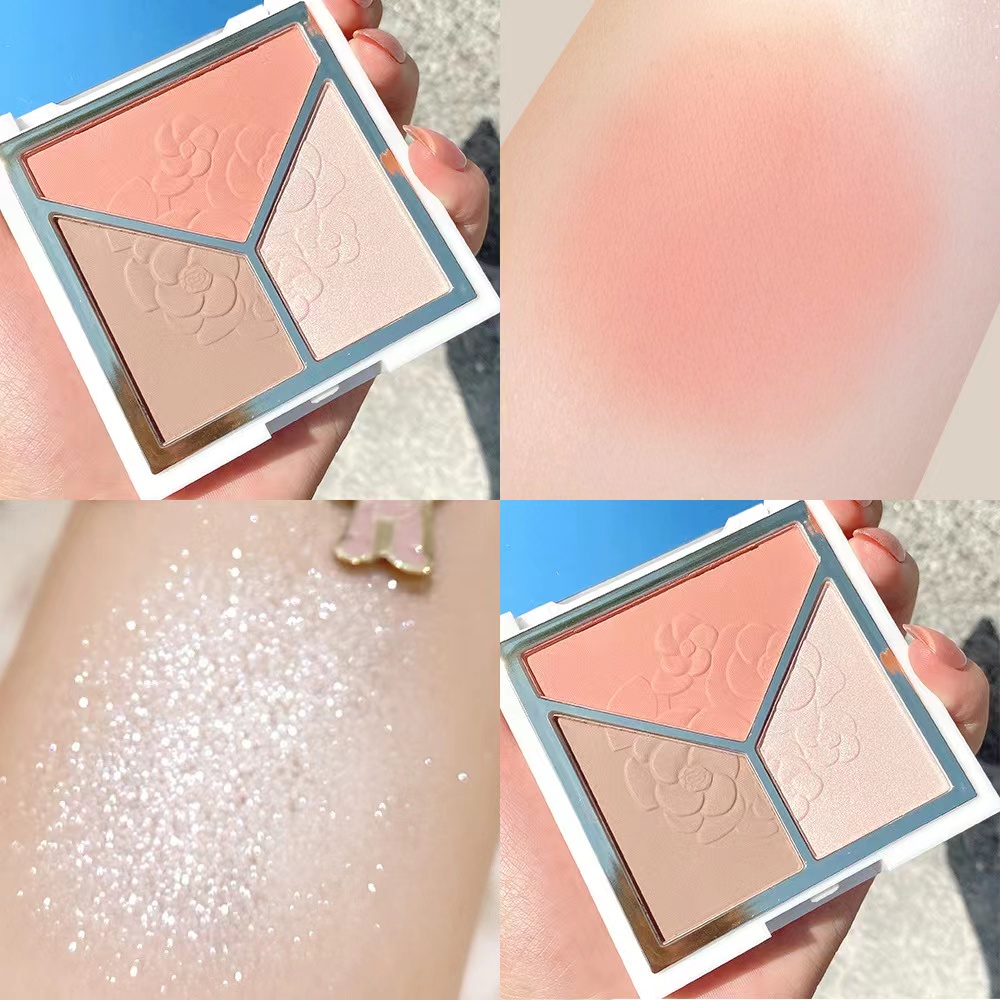 3in1 Blush Contour Highlighter Palette Face Contouring Brightener