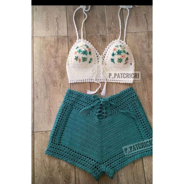 Crochet Bra And High Waisted Short Shopee Philippines