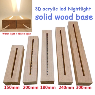 DIY resin long bar wooden luminous lamp stand base creative 3D acrylic led Nightlight solid wood base with USB cable
