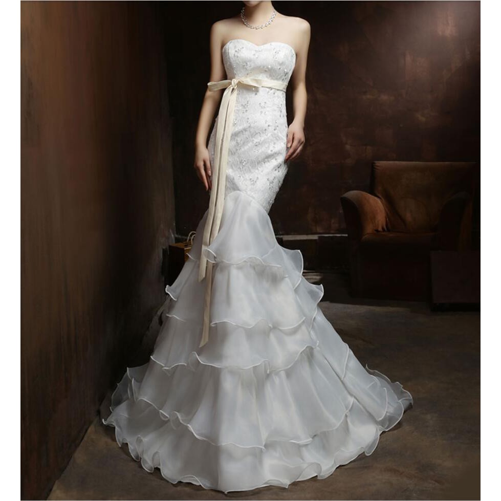 Off Shoulder Mermaid Long Tail Wedding Gown Evening Dress Shopee