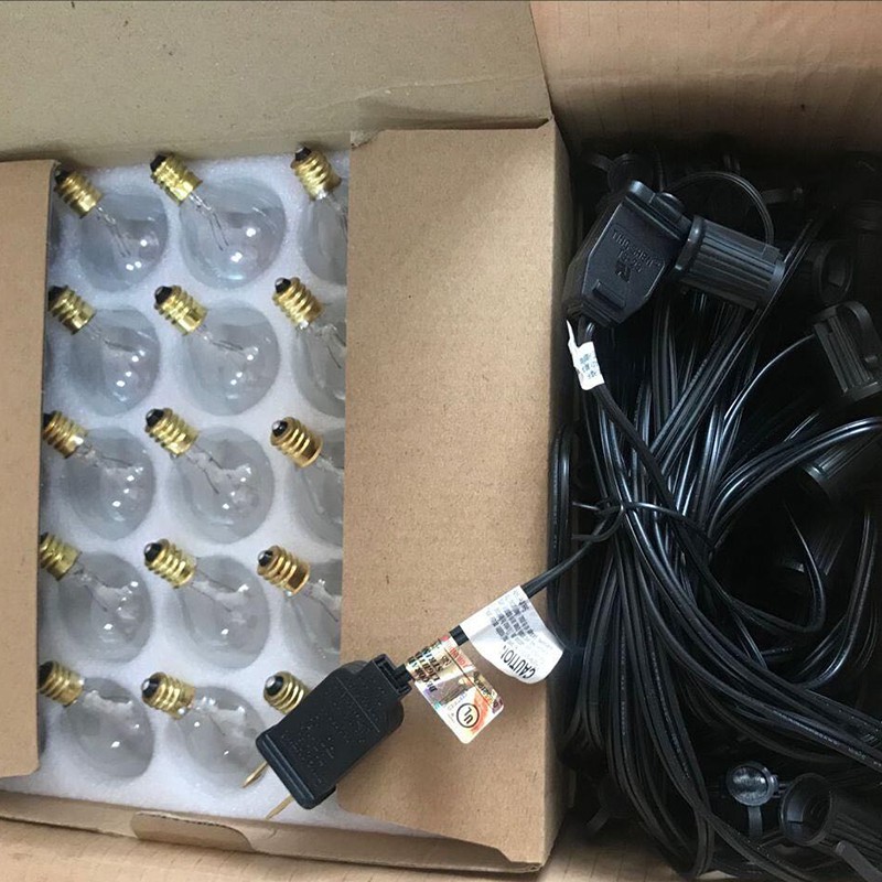 25Ft Outdoor Patio String Lights with 25 Clear Globe G40 Bulbs,for Patio Porch Backyard Deck Bistro Balcony Wedding Gathering Parties Markets Decor, Black