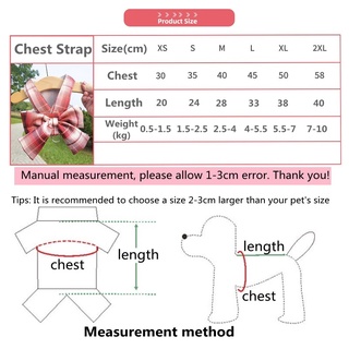 MUC [QY2054] Pet Bowknot Vest Dress Dog JK Plaid Chest Strap Cat Harness Strap Leash Dog outdoor tracking rope Kawaii Puppy Chest Harness Pet clothes #4