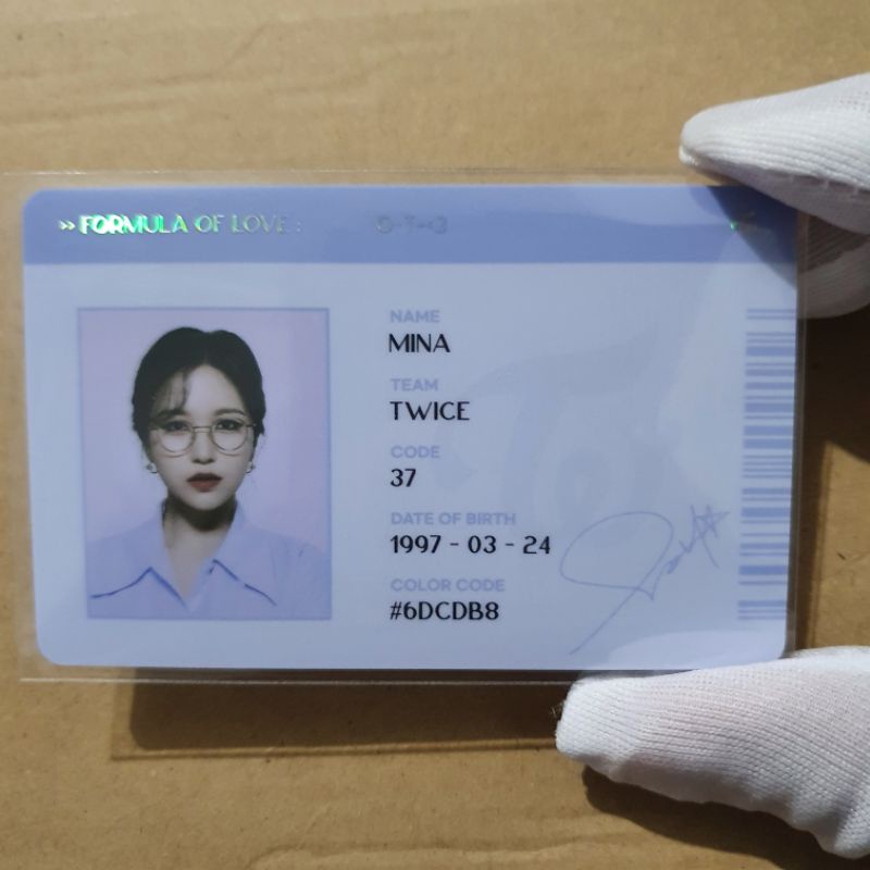 Twice Mina Formula of Love (FOL) Blue Scientist I.D. Card Photocard (PC