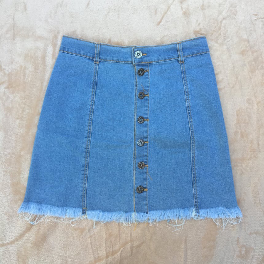 light blue denim skirt