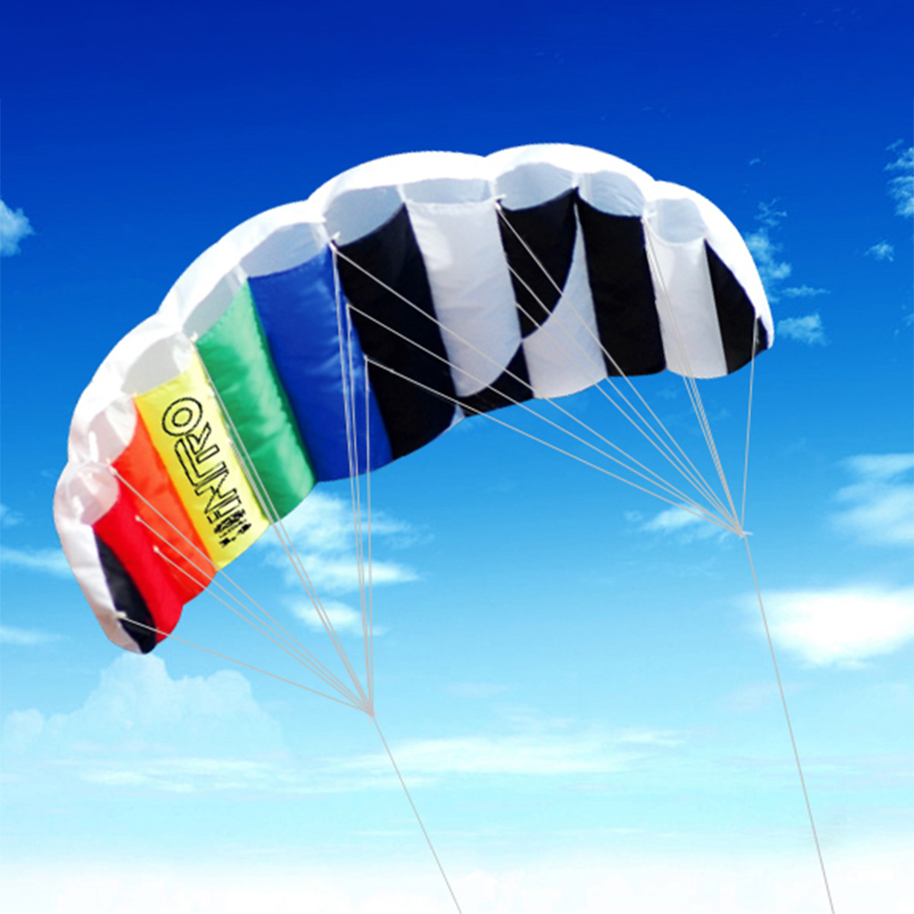 RED 55in 1.4m Dual line Power Stunt Parafoil Parachute Sports Beach Kite Surfing 