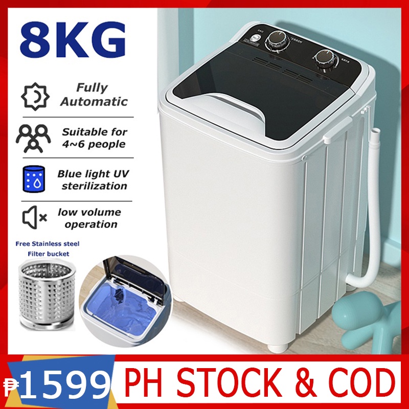 YANGZI 8KG Top Load Fully Automatic Washing Machine Household Mini