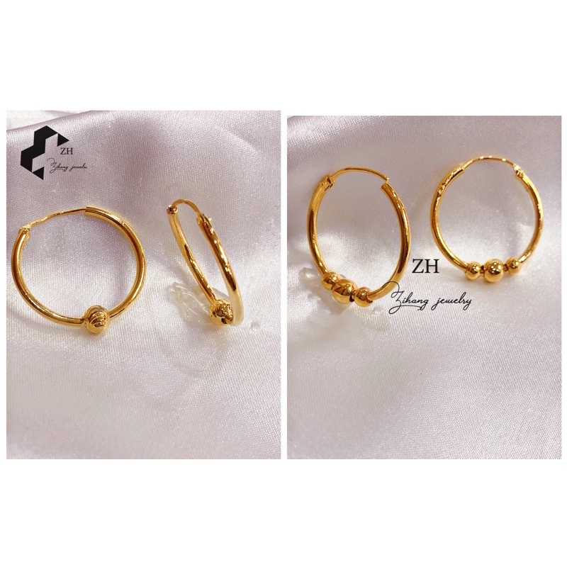 Zihang Jewelry 24k Bangkok Gold Plated Mitch hoop earrings | Shopee ...