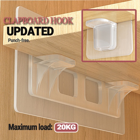 2Pcs Bold Selfadhesive Shelf Support Hooks Clapboard Holder Hook Wall