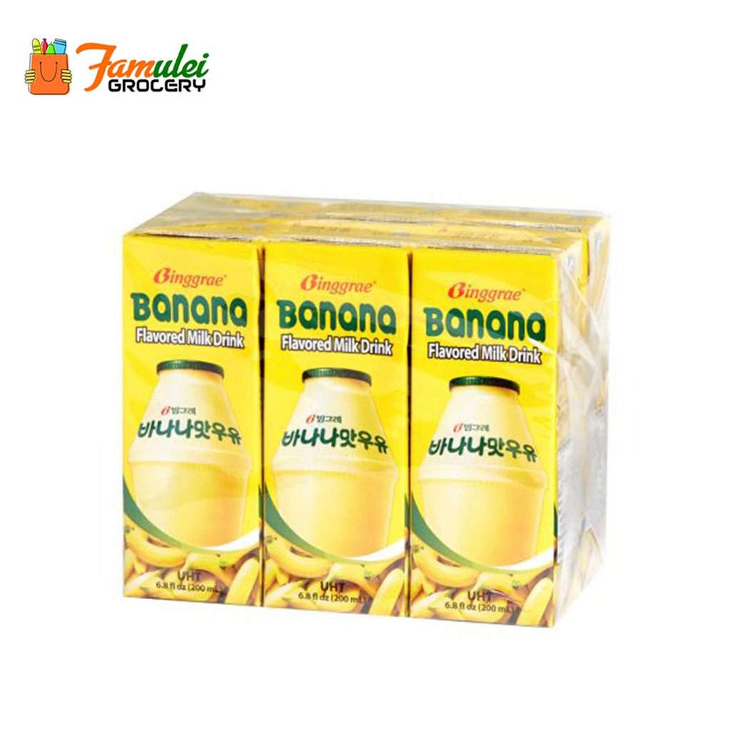 Binggrae Korean Banana Flavored Milk 200ml, 6 Packs BeeCost