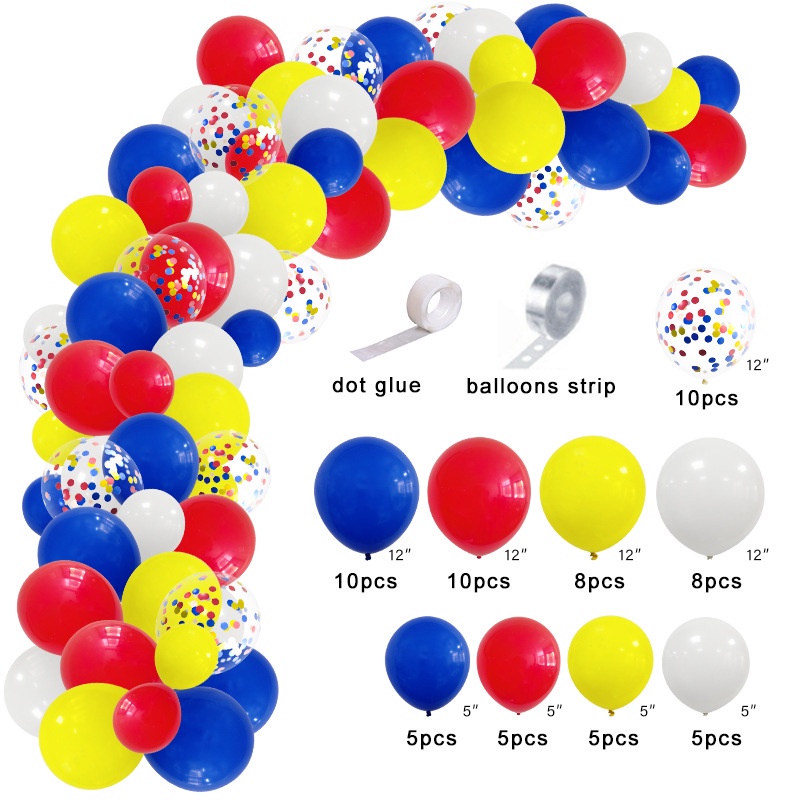 68Pcs Dog Paw Balloons Arch Garland Blue Orange White Paws Air Globos