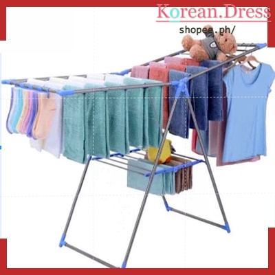 Sampayan Stainless Steel Clothes Hanger Floor Folding Indoor Clothes ...