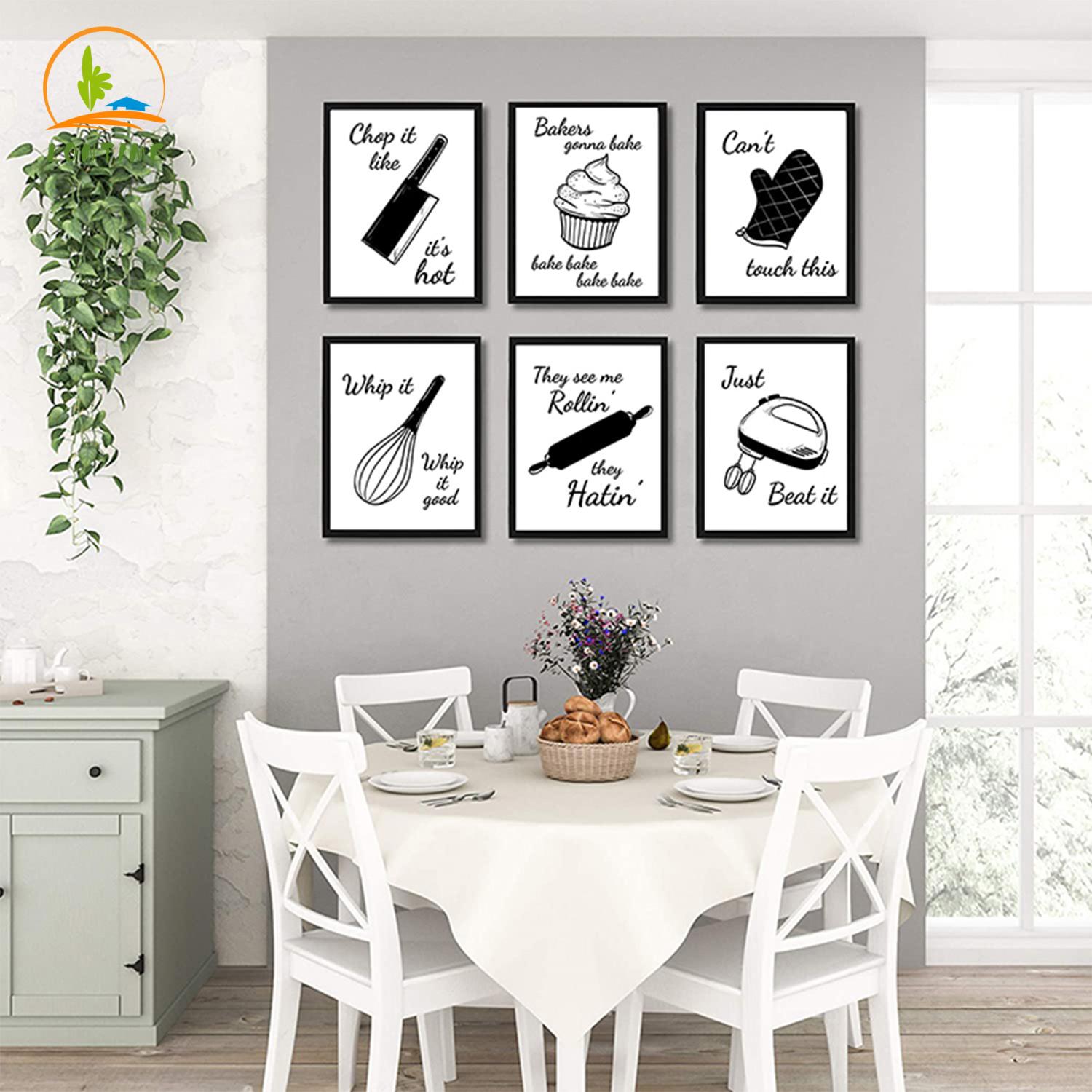 Lontime 6 Pcs Home Decor Canvas Dining Room Posters Sets Kitchen Decor 8 X10 Wall Decor Kitchenware With Sayings Restaurant Signs Wall Art Shopee Philippines