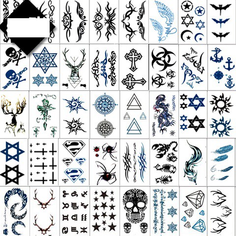 With Video] COMBO 50 MINI Tattoo Stickers Feathers + Letters + ...
