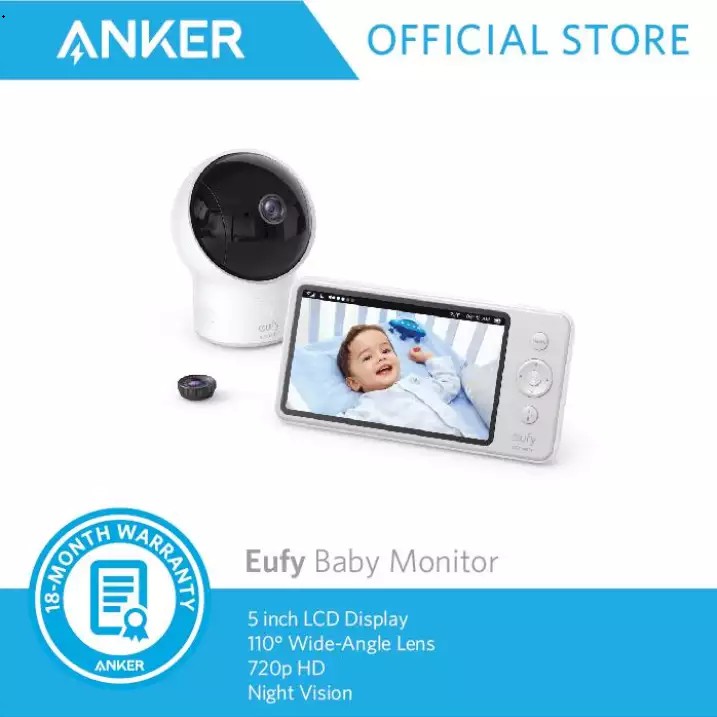 Eufy Baby Monitor 5 Inch Lcd Display 110 Wide Angle Lens