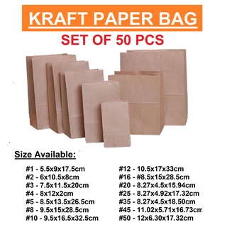 Kraft Brown Paper Bag  (50 Pieces) / Grocery Paper bag / Kraft Paper Bag