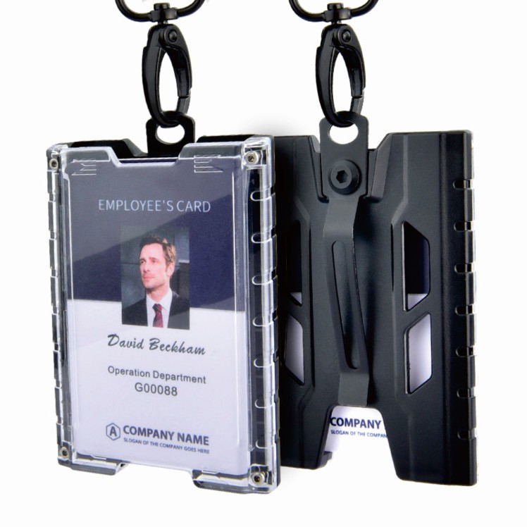 ID Badge Holder Wallet with Lanyard Metal Clip Cards Vertical Office Business