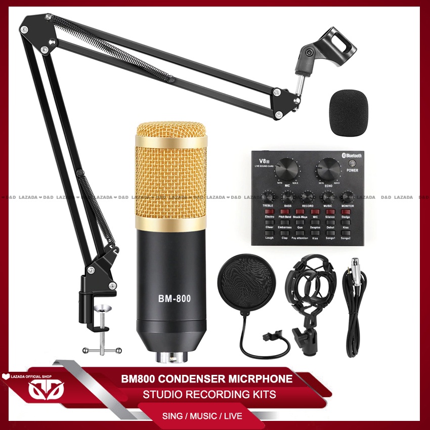 D&D BM800 Condenser Mic / Condenser Microphone BM 800 Set with V8