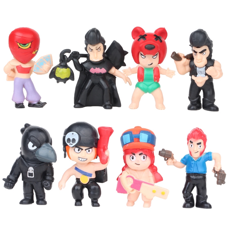 Toys Games 8pcs Brawl Stars Action Figure Toy Crow Shelly Leon Mortis Pvc Doll Cake Topper Com - deco gateaux brawl stars supermarché