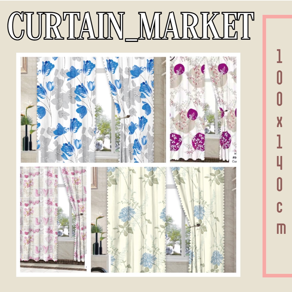 Curtain 100x140 cm Cotton New Kurtina Curtains For Window Door Shopee