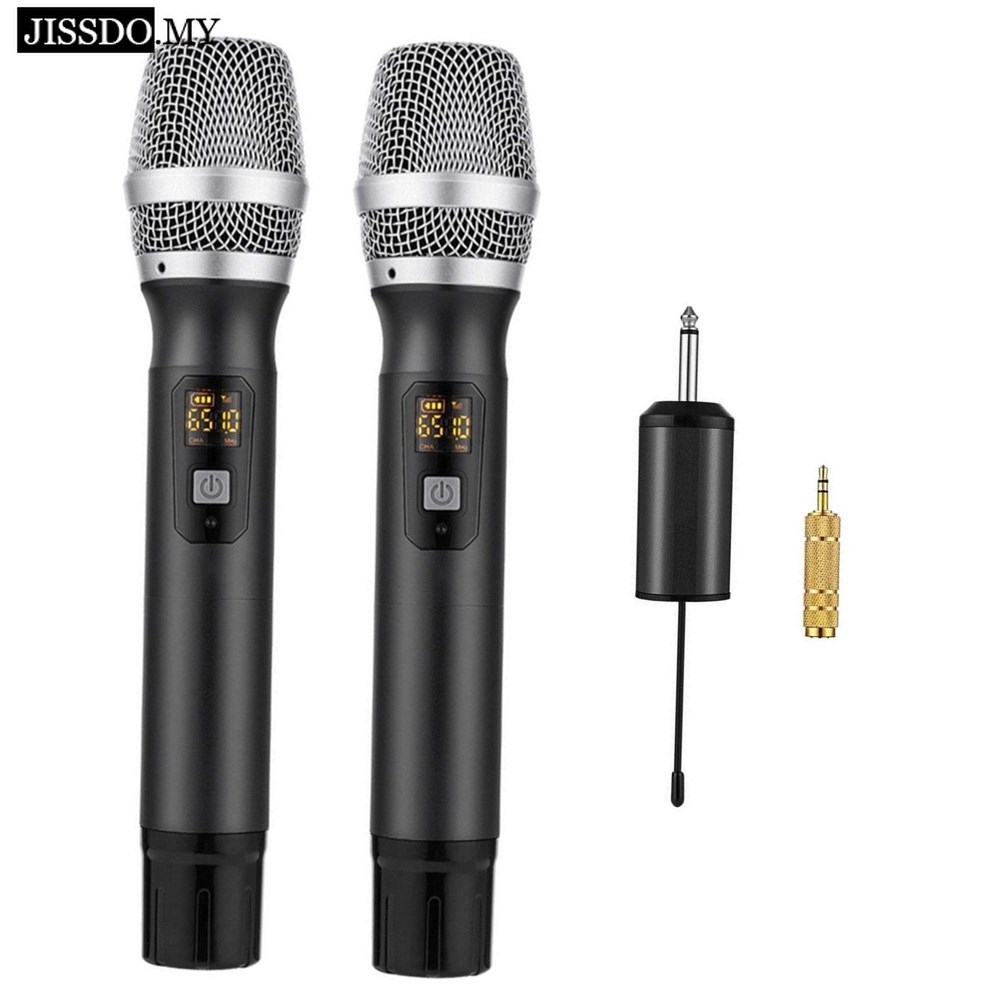 UHF Wireless Microphone system Dual Mic with Receiver 1/4" Output, For