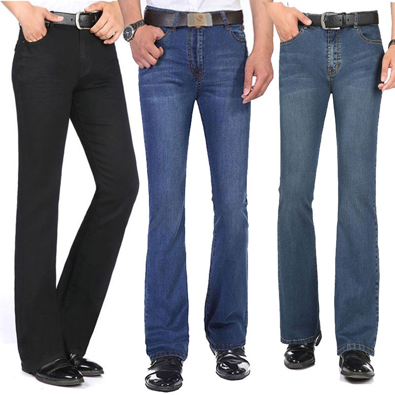 Jeans Men Summer Thin Men S Stretch Denim Flare Pants Light Blue Spring Jeans New Slim Flare Pants Shopee Philippines