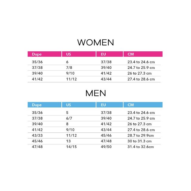41 slipper size chart