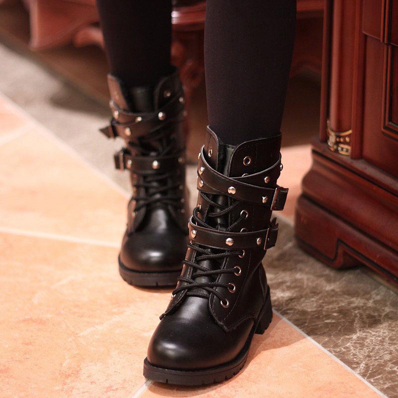 military style heeled boots