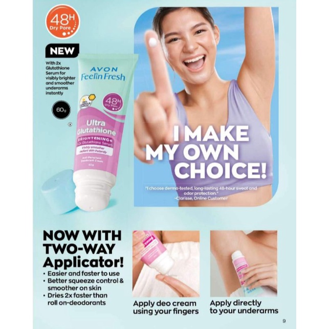 Avon Feelin Fresh Quelch Cream Deodorants Pang kilikili Anti Body Odor