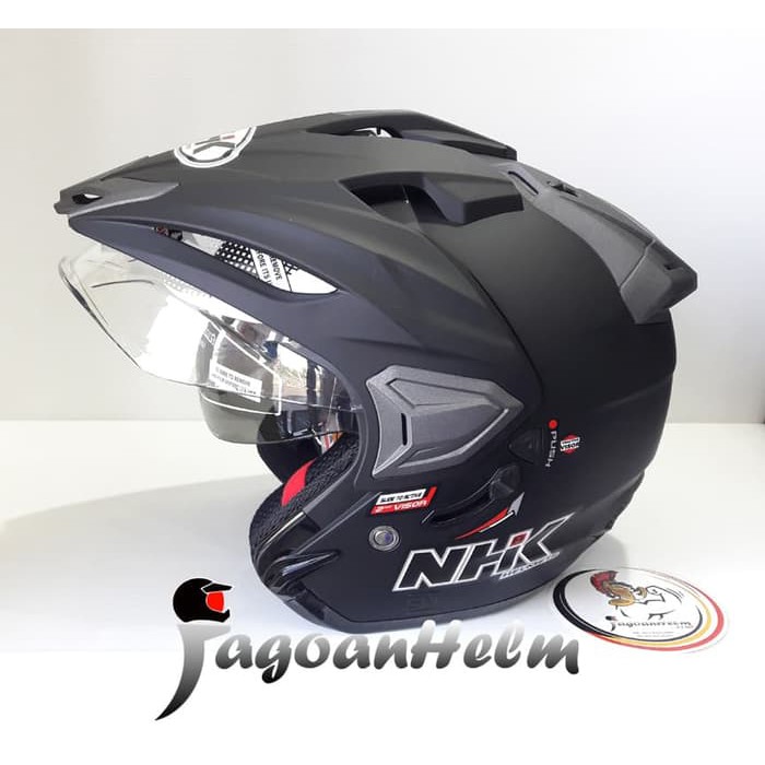 Nhk Crypton Predator Helmet Black Doff Solid New Double Visor Shopee Philippines