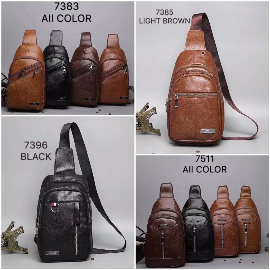 Men's leather Crossbody Bag Chest Bag(GUCCI Armani) | Shopee Philippines