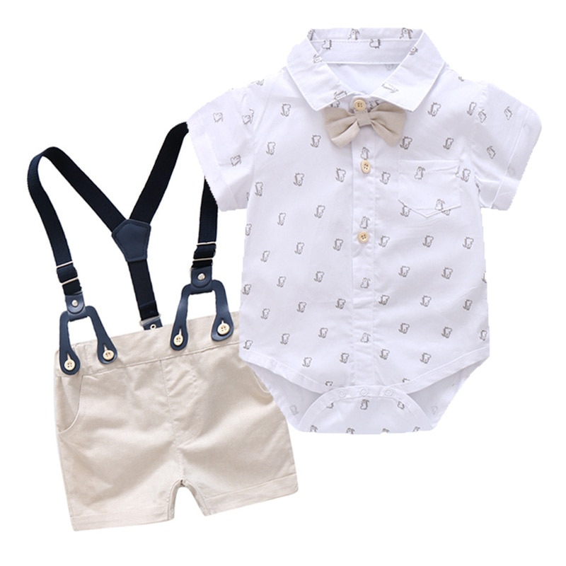 baby boy white shorts with suspenders