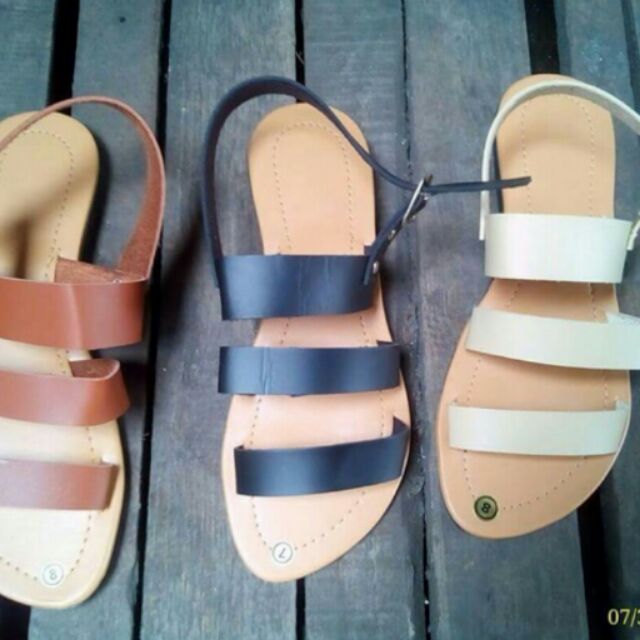 3 strap flat sandals