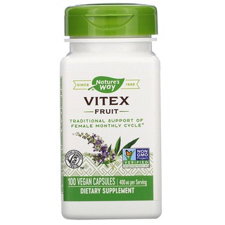 Nature's Way, Vitex Fruit, Support of Female Monthly Cycle, Dietary Supplement, 400 mg, 100 Caps