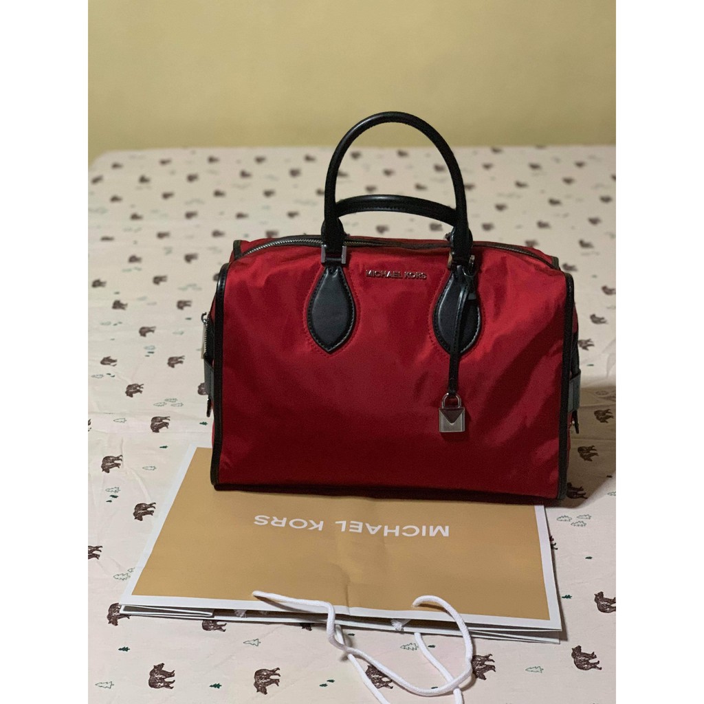 Michael Kors Large Connie Duffle Bag Chili red MK | Shopee Philippines