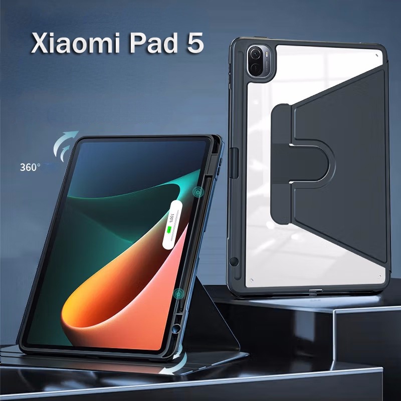 Xiaomi Mi Pad 5 Pro Case with Pen Slot Cover 360 Degree Rotation for ...